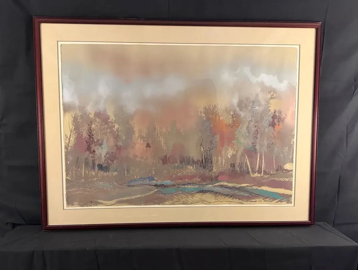 001 Lee Milion Signed Original Mixed Media Landscape Atmospheric Woodland Scene