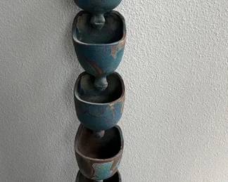 Handcrafted Ceramic Tiered Fountain with TotalPond Pump and Hose Blue Glazed Finish