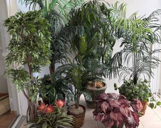 Collection of Artificial Potted Plants Tropical Decorative Mix
