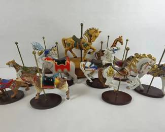 Set of 11 Vintage Carousel Animal Figurines Porcelain Resin Crafted in Thailand