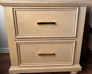 MCM Matching Pair of Nightstands with Gold Hardware