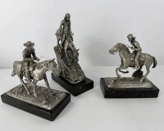 007 Philip Kraczkowski Fine Pewter Western Sculptures Pony Express, Texas Ranger, Apache