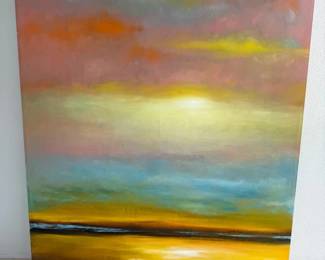 Abstract Sunset Landscape Vibrant Modern Oil Painting on Canvas