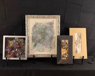 Contemporary MixedMedia Art Signed Ann A. Wolfe, Abstract Textures Glass Art