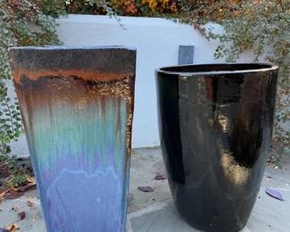 Pair of Large Modern Glazed Ceramic Planters