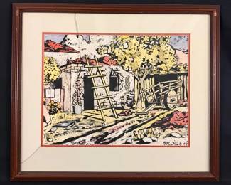 1949 Muriel Rustic Homestead Print Signed and Frame