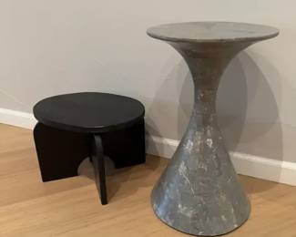 Modern Accent Side Table and Black Wooden Stool
