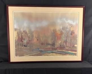 001 Lee Milion Signed Original Mixed Media Landscape Atmospheric Woodland Scene