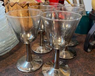 Set of 6 Silver Ombre Wine Glasses