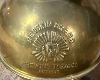 Redskin Brand Chewing Tobacco Brass Spittoon