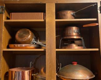 Copper Pans, Copper Lidded Wok, Copper Fondue Set