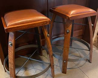 Pair of Wine Barrel Stools
