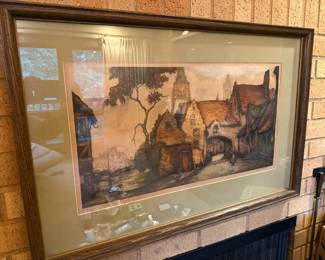 Framed & Matted Print "European Village Street Scene" by Alfred Van Neste