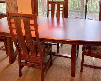 Aspen Cherry Trestle Dining Table with 4 Dining Chairs