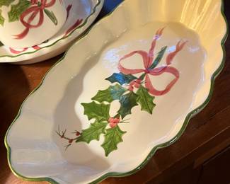 N.S. Gustin Co. Hand Painted Holly Design Mugs, Pitcher & Platter
