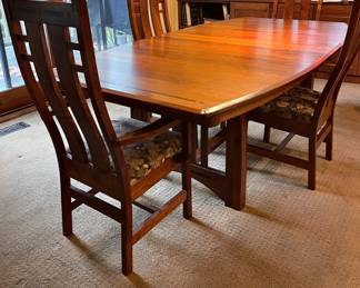 Aspen Cherry Trestle Dining Table with 4 Dining Chairs