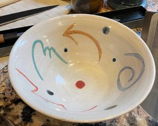 Abstract Studio Pottery Mixing Bowl - Signed M. Olson