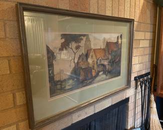 Framed & Matted Print "European Village Street Scene" by Alfred Van Neste