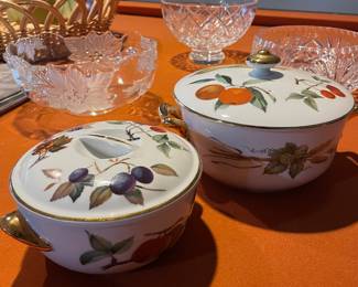 Royal Worcester Lidded Casserole Dishes with Fruit Design