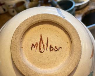 Abstract Studio Pottery Mixing Bowl - Signed M. Olson