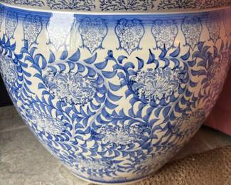 Blue & White Chinoiserie Fish Bowl Jardiniere