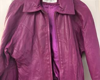 1990s Andrew Marc Magenta Leather Jacket – Size Medium