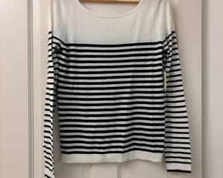 Hinge Women's Black & White Striped Long Sleeve Shirt – Size Small