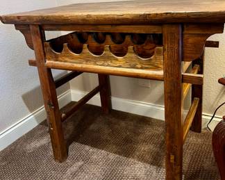 Asian-Inspired Rustic Solid Wood Wine Rack/Table