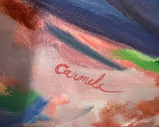 Large Abstract Painting on Canvas – Signed Caramela