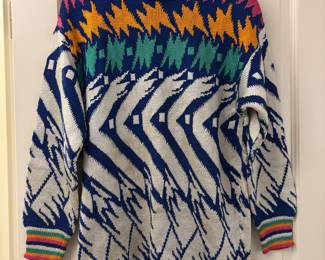 1980s Marika Contompasis Colorful Abstract Design Sweater – Size Medium