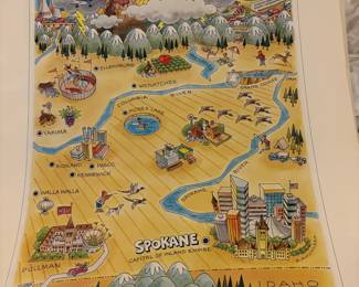 1984 Pictorial Map Print "EAST views WEST" by Bob Amundsen