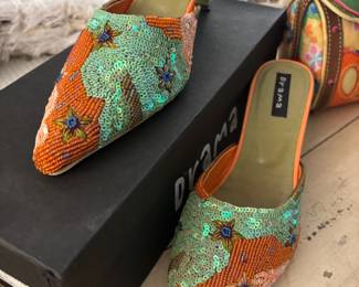 Drama Colorful Beaded & Sequined Kitten Heals