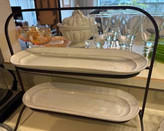 Two-Tiered Oval Platter Stand