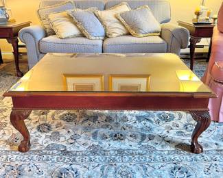 Chippendale Style Mahogany Coffee Table with Glass Top