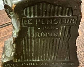 Pompeian Bronze Co. Bookend "The Thinker" by Rodin