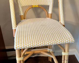 White & Yellow Resin Rattan Bar Stool