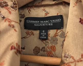 Carmen Marc Valvo Beaded Metallic Gold Brocade Blazer – Size 6