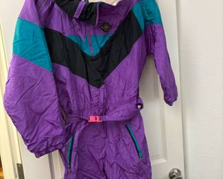 1980s Serac Purple, Teal & Black Women's Ski Suit – Size 8