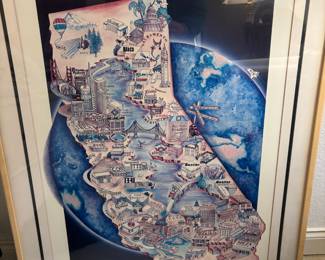 Framed 1991 Biotech Bay Pictorial Map Poster