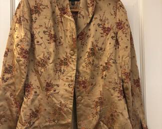 Carmen Marc Valvo Beaded Metallic Gold Brocade Blazer – Size 6