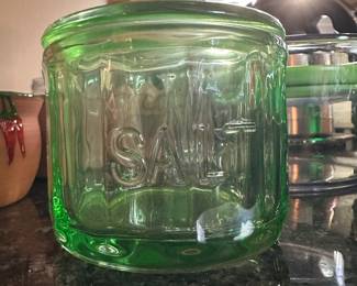 Depression Style Green Glass Salt Cellar