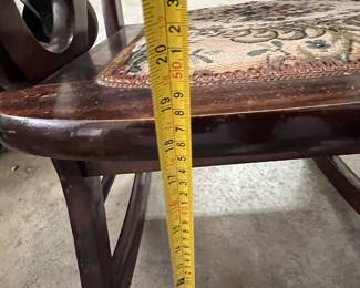 Antique Wooden Rocking Chair with Floral Upholstery - Asking $175