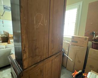 Antique Carved Wooden Cabinet with Glass Doors - Asking $399