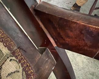 Antique Wooden Rocking Chair with Floral Upholstery - Asking $175