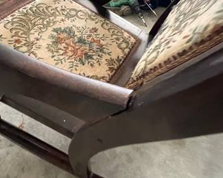 Antique Wooden Rocking Chair with Floral Upholstery - Asking $175