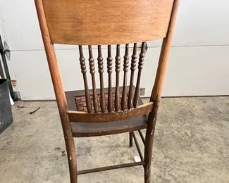 Antique Wooden Spindle Back Chairs with Carved Crest - Asking $199 for the pair.