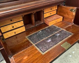 Antique Carved Wooden Cabinet with Glass Doors - Asking $399