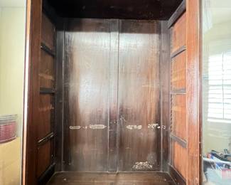 Antique Carved Wooden Cabinet with Glass Doors - Asking $399