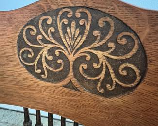 Antique Wooden Spindle Back Chairs with Carved Crest - Asking $199 for the pair.