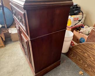 Antique Carved Wooden Cabinet with Glass Doors - Asking $399